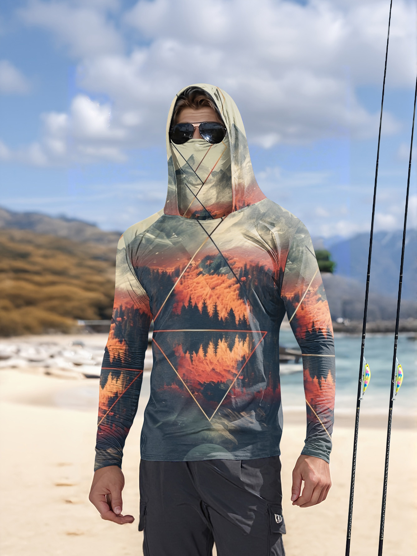 Outdoor Men's Fishing Hoodie B - đánh giá và giá Fishing Mask Sun Protection